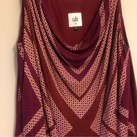 CABI Style #3084 Maroon Geometric Printed Drape Neck Tank Top, Medium - Picture 5 of 9